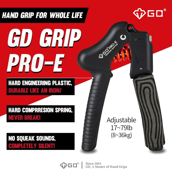 GD Hand Grip Strengthener (Premium Adjustable Hand Grips for Strength Training) Wrist and Forearm Tr