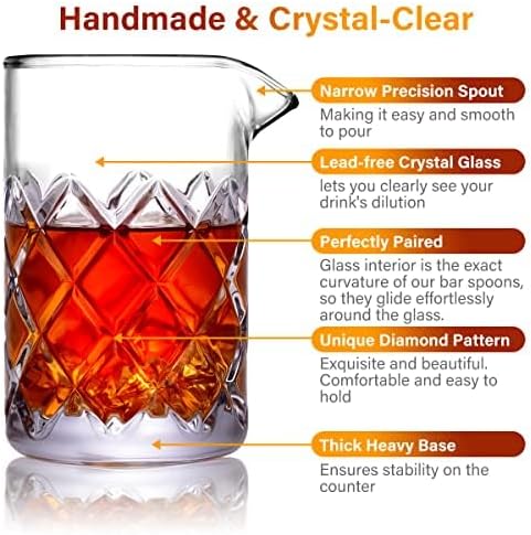 Eligara Cocktail Mixing Glass,Crystal Mixer Glas Cocktail Shaker, Thick Bottom Krug für Martini, Rüh