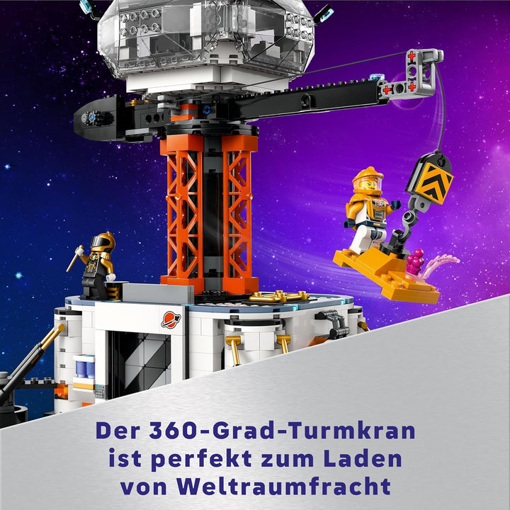 LEGO City Raumbasis mit Startrampe, Raumstation-Spielzeug mit Weltraum-Fahrzeug und Raumschiff für K