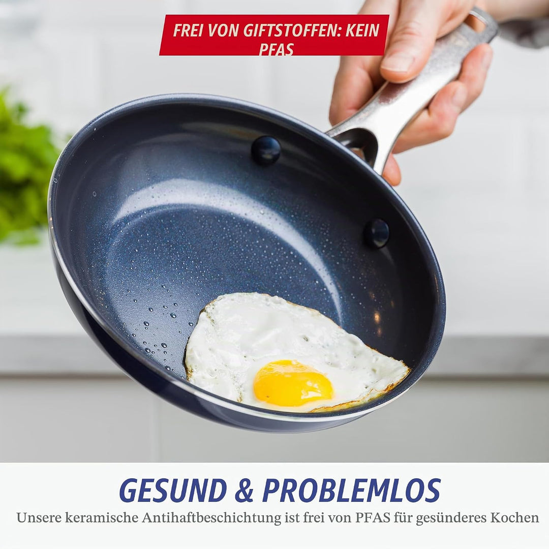 Blue Diamond Cookware Diamantstruktur Keramik Antihaft, 20 cm Bratpfanne, PFAS-frei, Spülmaschinenfe