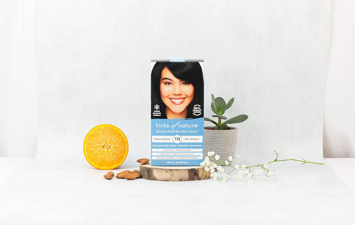 Tints of Nature 1N Natural Black Permanent Hair Dye, Natürliches Schwarz Permanente Haarfarbe, pfleg