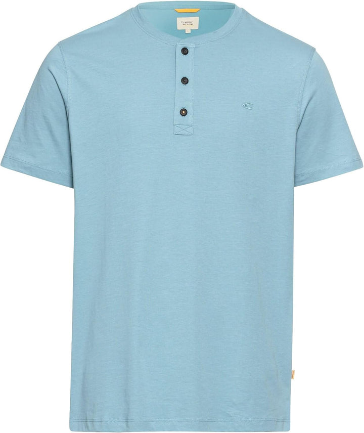 camel active Herren Kurzarm Henley T-Shirt mit Knopfleiste, S Modern Blau