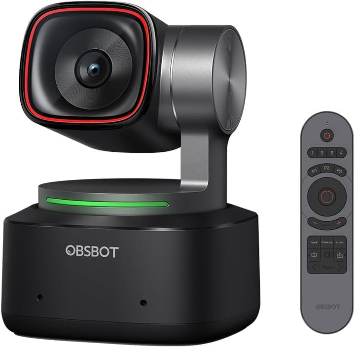 OBSBOT Tiny 2 - PTZ 4K Webcam & Fernbedienung,KI-Tracking, Sprachsteuerung, Gestensteuerung, Autofok