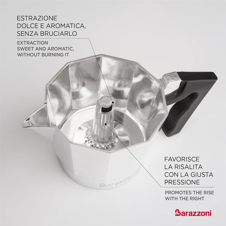 Barazzoni La Coffee Espressokocher aus Aluminium mit 9 Tassen. Zertifiziert von der italienischen Ac