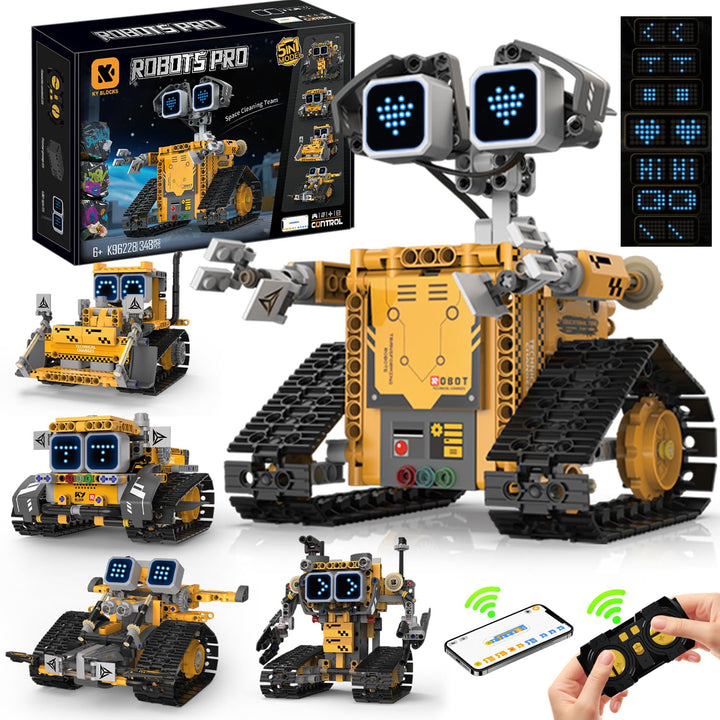 Technik Roboter Bauspielzeug für Kinder, 5 in 1 robots mit App & ferngesteuert Technic Wall robotik