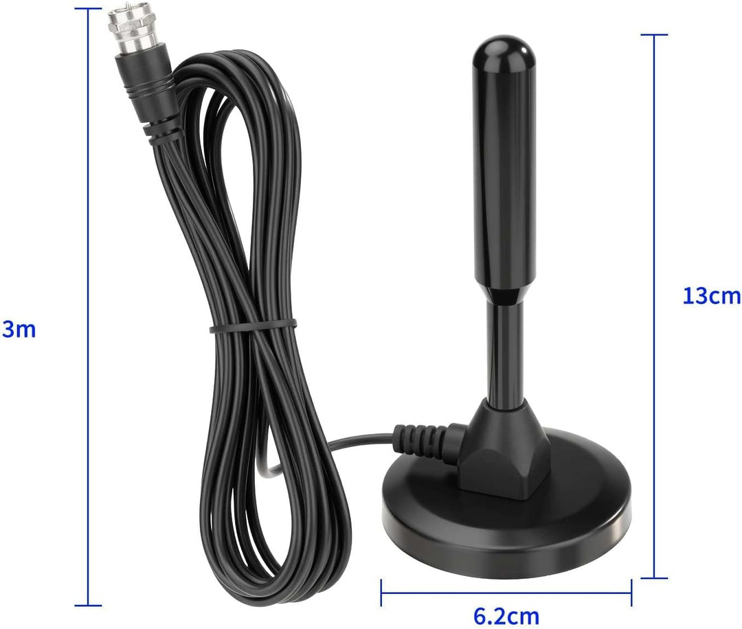 Superbat FM UKW Radio Antenne mit Magnetfuss & 3m Verlängerungskabel | F-Stecker + 3 Adapter | Kompa