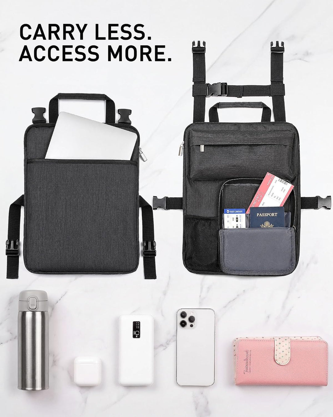BS-VOG Über-Koffer-Organizer für Handgepäcktasche mit Getränkehalter | Packing Cubes für Koffer, ver