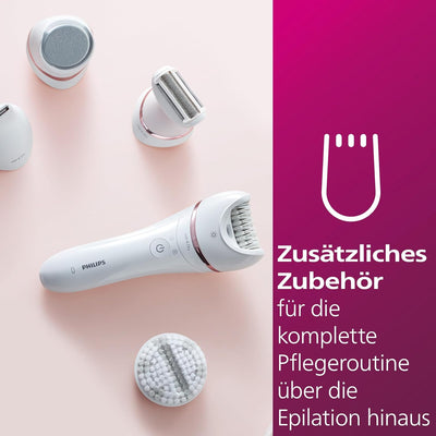 Philips Epilierer Series 8000 - inkl. 9 Aufsätze, kabellos mit Nass- und Trockenfunktion (Modell BRE