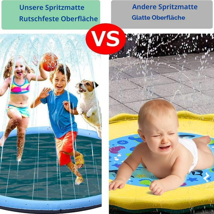 Hundepool, 100cm Splash Pad Sprinkler Play Matte, Kinder Hunde Spritzpad, Verdickte, rutschfeste Ein