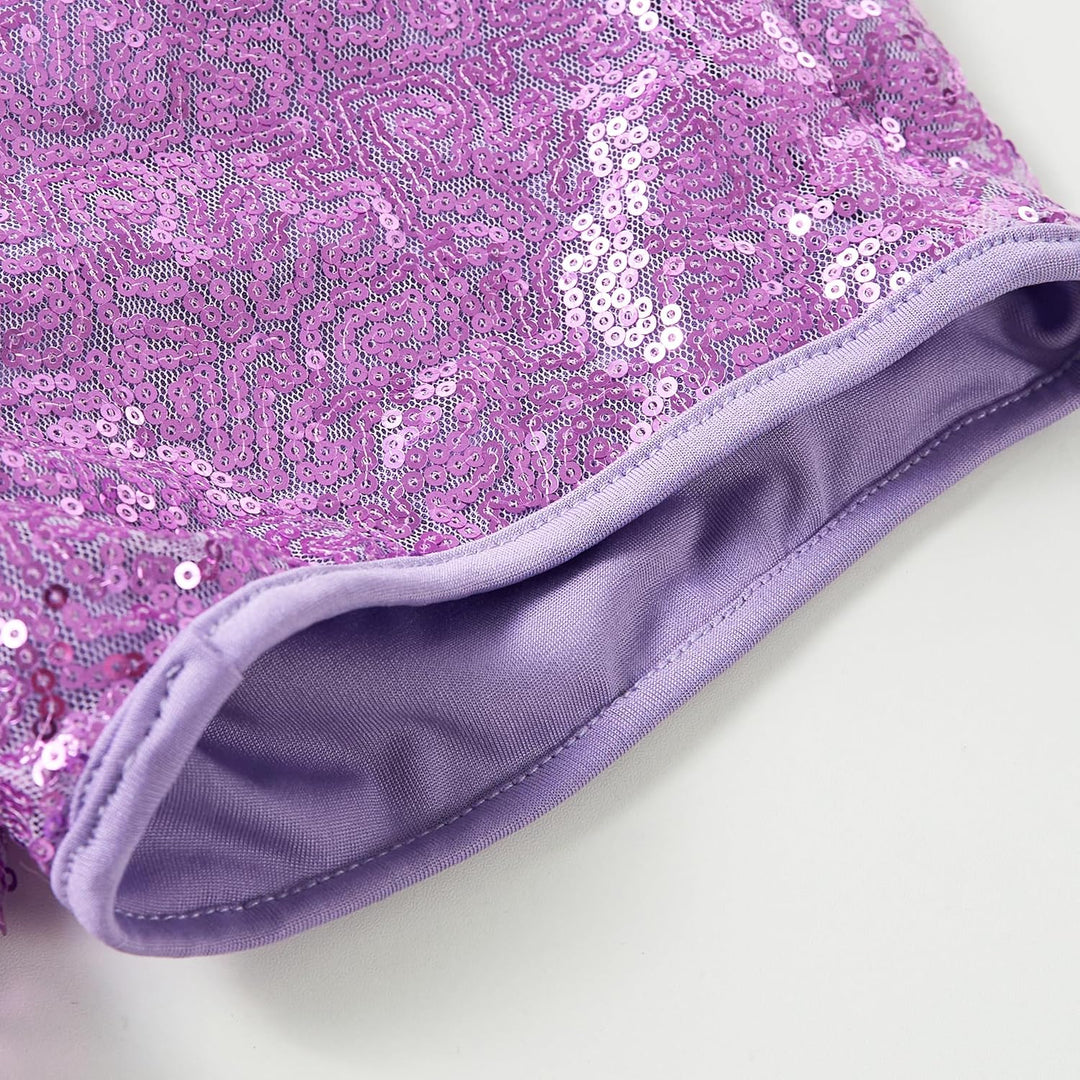 LOLANTA Mädchen Pailletten-Kostüm Hip Hop Dancewear Funkelndes Tanzkleid Gesetzt 4-5 Jahre Hellviole