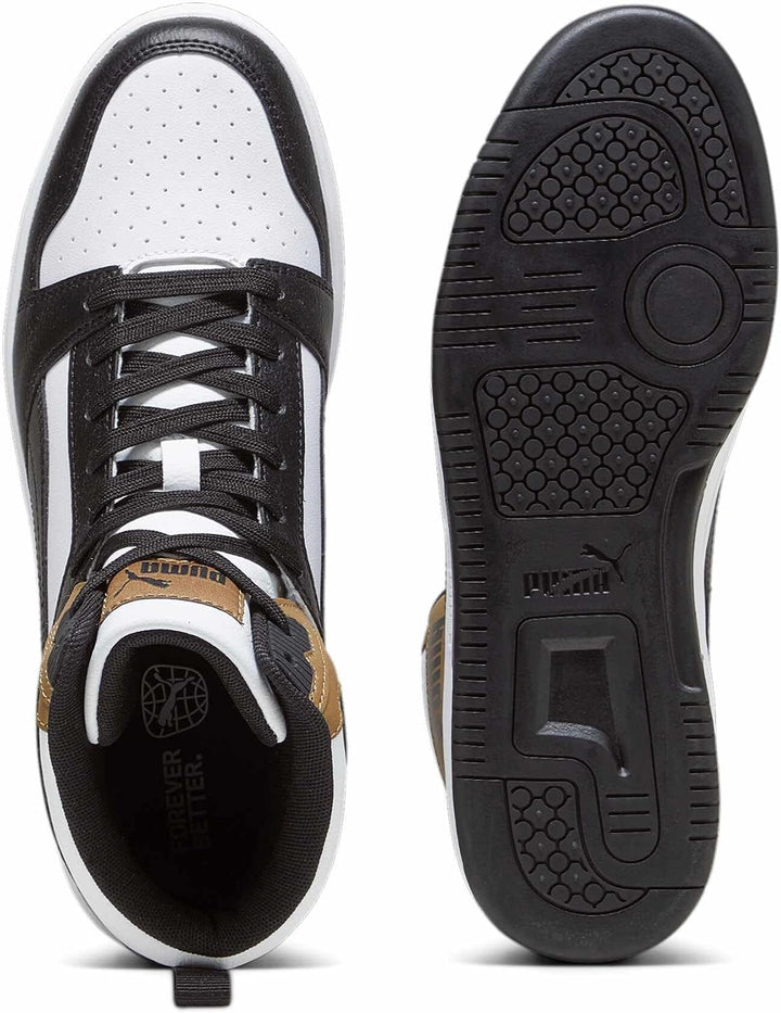Puma Unisex Rebound V6Sneaker 39 EU Puma White Puma Black Chocolate Chip, 39 EU Puma White Puma Blac