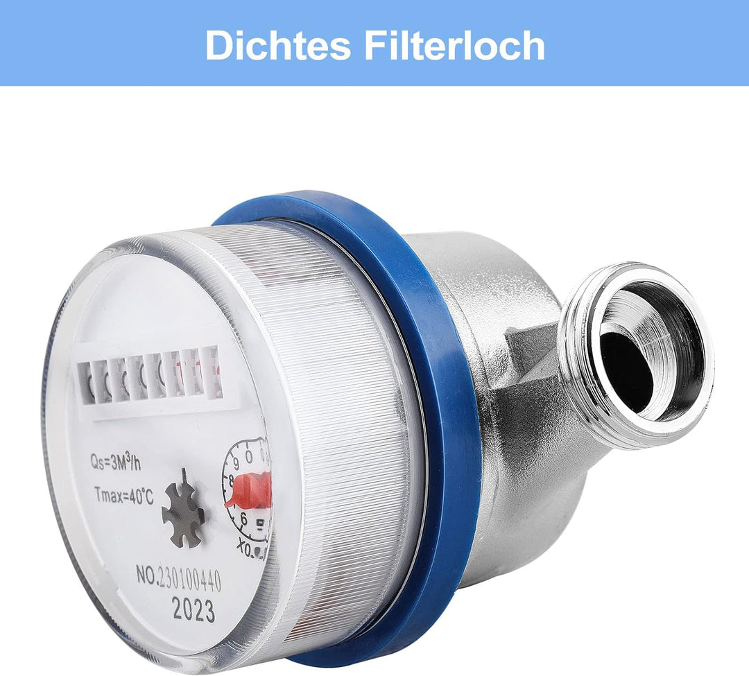 ColdShine Wasserzähler 1/2" Anschlussgewinde Einkanal-Trockenwasserzähler Wasseruhr Garten Kaltwasse