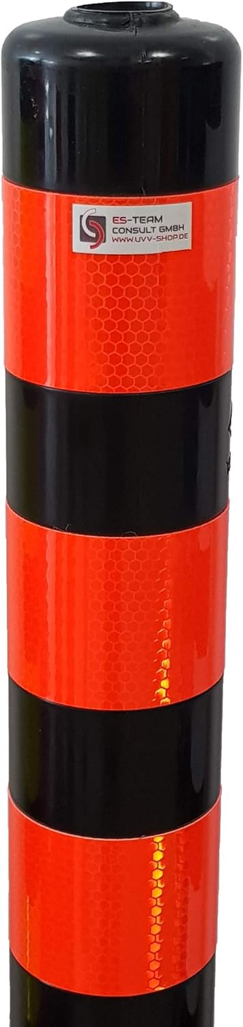 UvV® Reflex Absperrpfosten, Poller 100 cm hoch, flexibel schwarz, reflektierend (1 Stück, Schwarz-Or