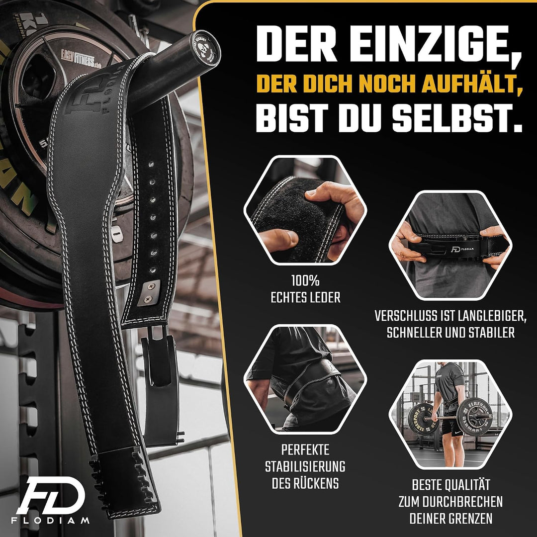 Gewichthebergürtel für Damen und Herren [Schnellverstell Hebelverschluss] Echtleder Gym Lifting Belt