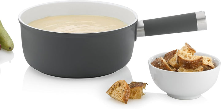 Kela 16571 Käsefondue-Pfanne, Aluguss, Keramisch beschichtet, Induktionsgeeignet, 1 L, Meyrin, grau