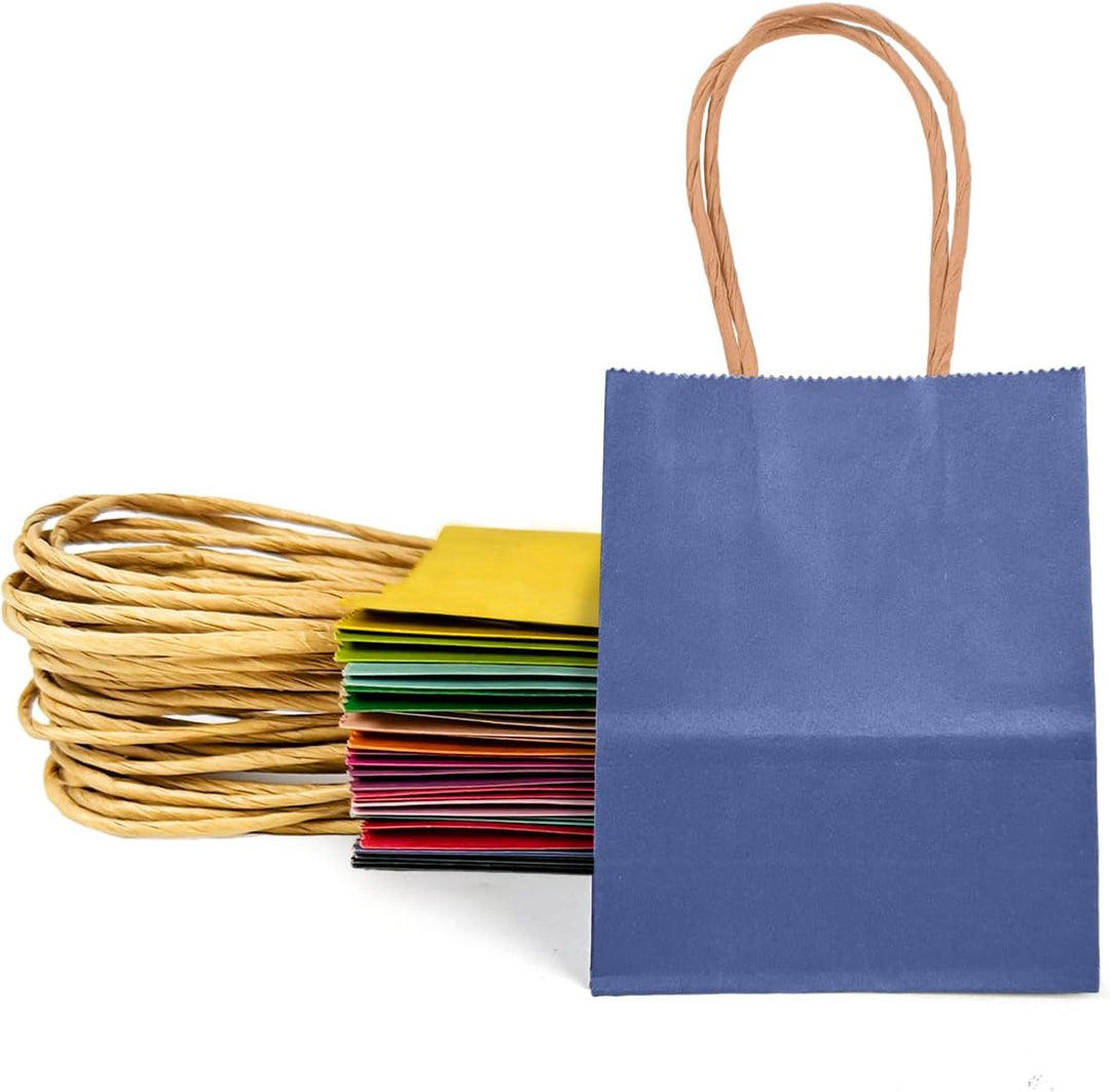 Gcardist 100 Stück Mini-Geschenktüten aus Papier mit Henkeln–4.5"×2.5"×6"kleine Party-Tüten aus Kraf