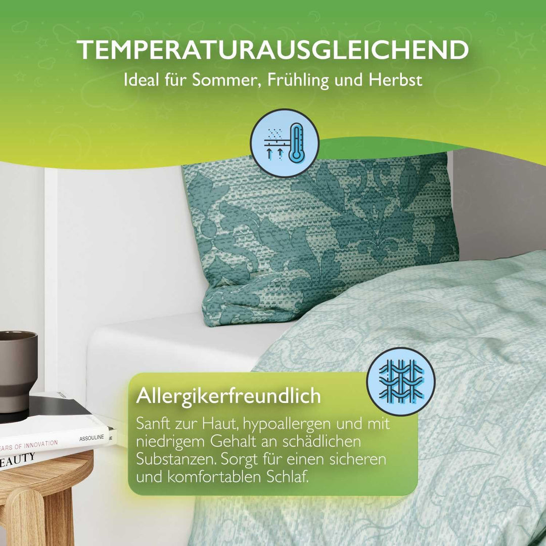 ETÉREA Renforcé Bettwäsche 155x220cm + 80x80cm - 100% Baumwolle - Bettbezug Barock natürlich weich -