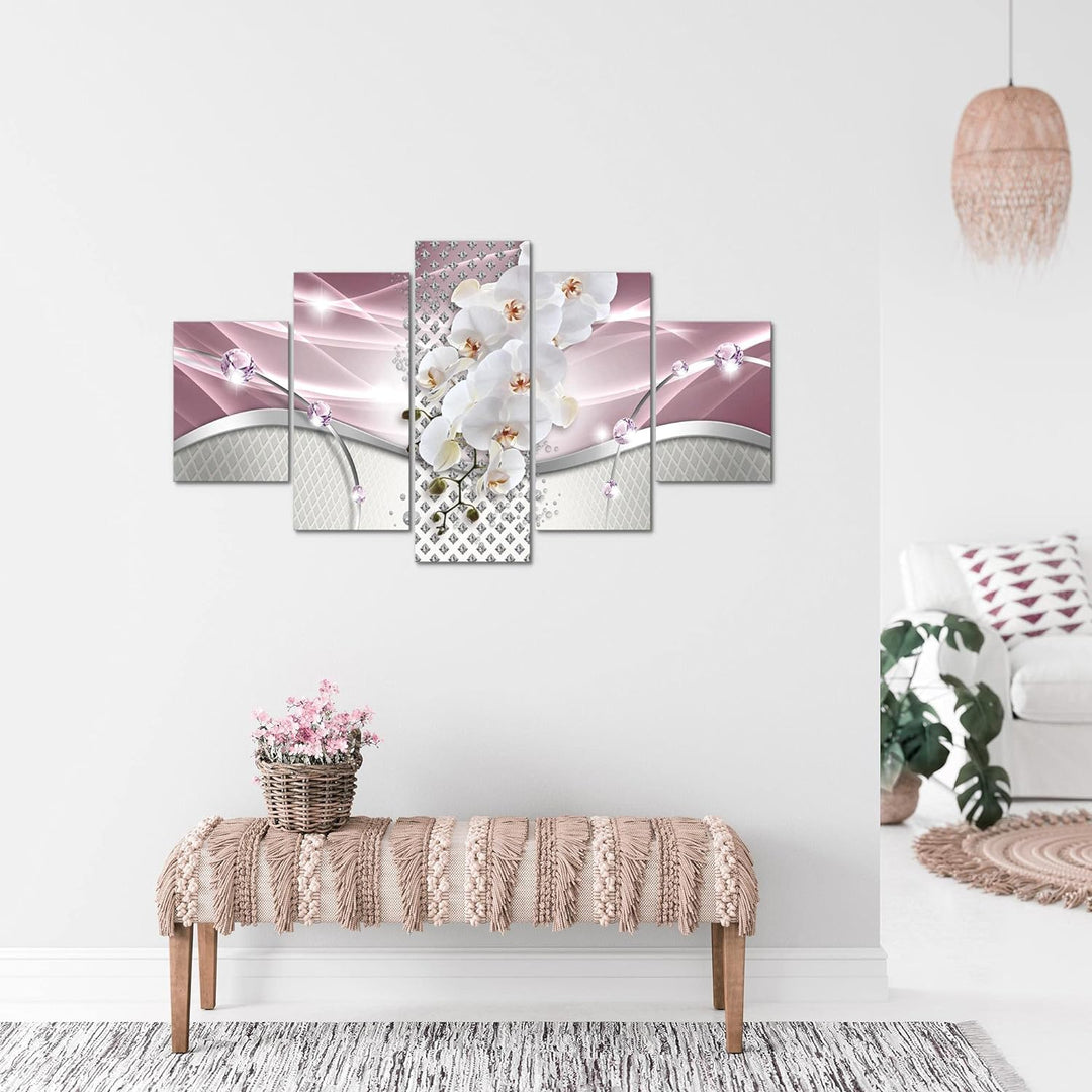 Runa Art Bild Wohnzimmer Schlafzimmer Blumen Orchidee 5 Teilig Abstrakt Grau Violett Wandbilder auf