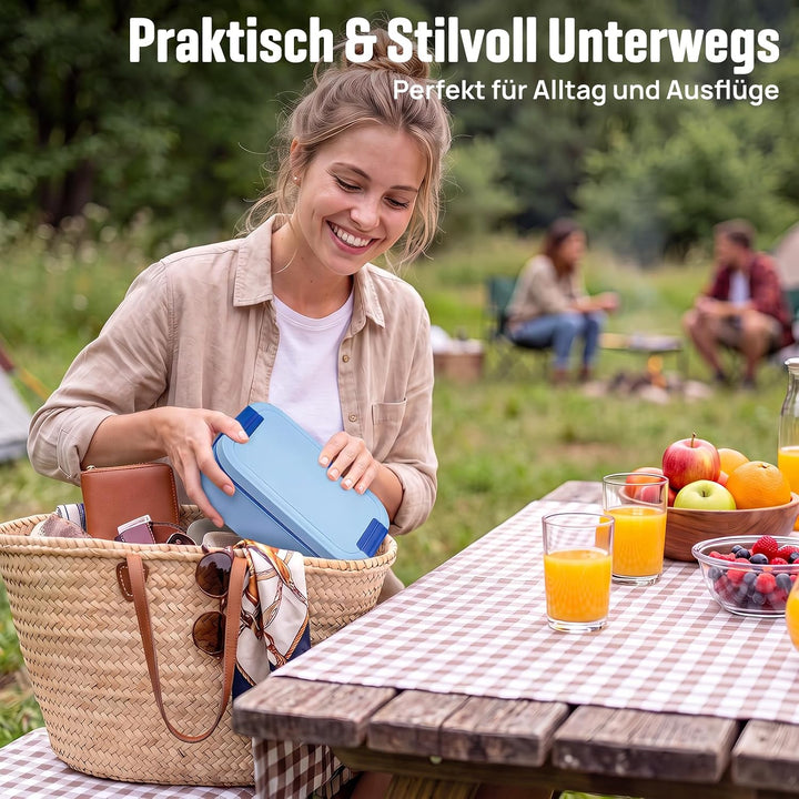 BIBURY Brotdose für Kinder und Erwachsene Mit Fächern, 1960 ML BPA-Frei, Auslaufsicher Lunchbox, Ben