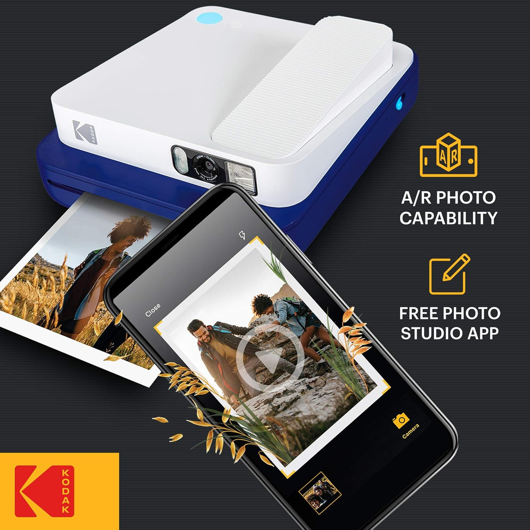 KODAK Smile Classic Sofortbilddigitalkamera + Bluetooth (Blau), 16MP, 35 Drucke/Aufladung – Starter-