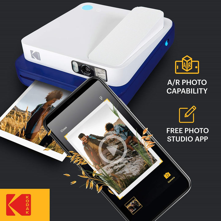 KODAK Smile Classic Sofortbilddigitalkamera + Bluetooth (Blau), 16MP, 35 Drucke/Aufladung – Starter-