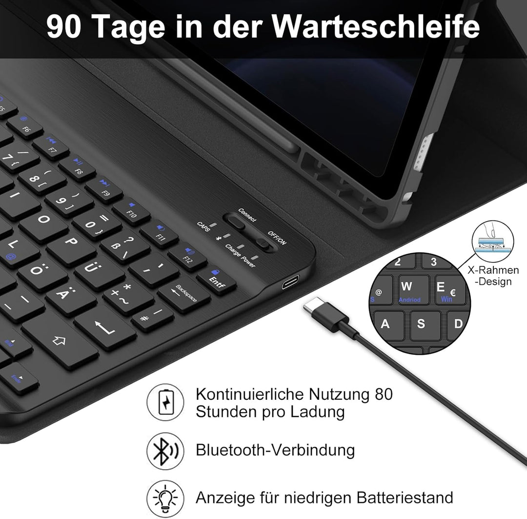 IVEOPPE Tastatur für Samsung Galaxy Tab S9FE/S10FE 10.9", Hülle Tastatur Galaxy Tab S9/S10FE 2025, M