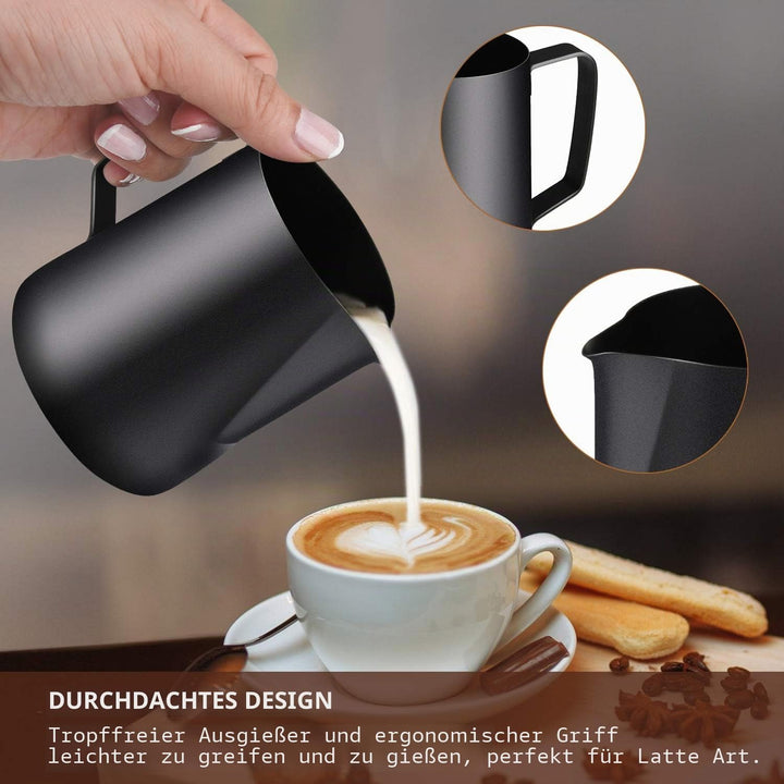 TechKen Milchkännchen,Milchkanne Edelstahl 900ml(32oz), Barista Zubehör Kaffee Milch Kännchen für Es