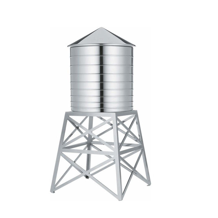 Alessi DL02 Water Tower Behälter - Edelstahl 18/10 glänzend poliert mit Aufsatz., 12,00 x 12,00 x 27
