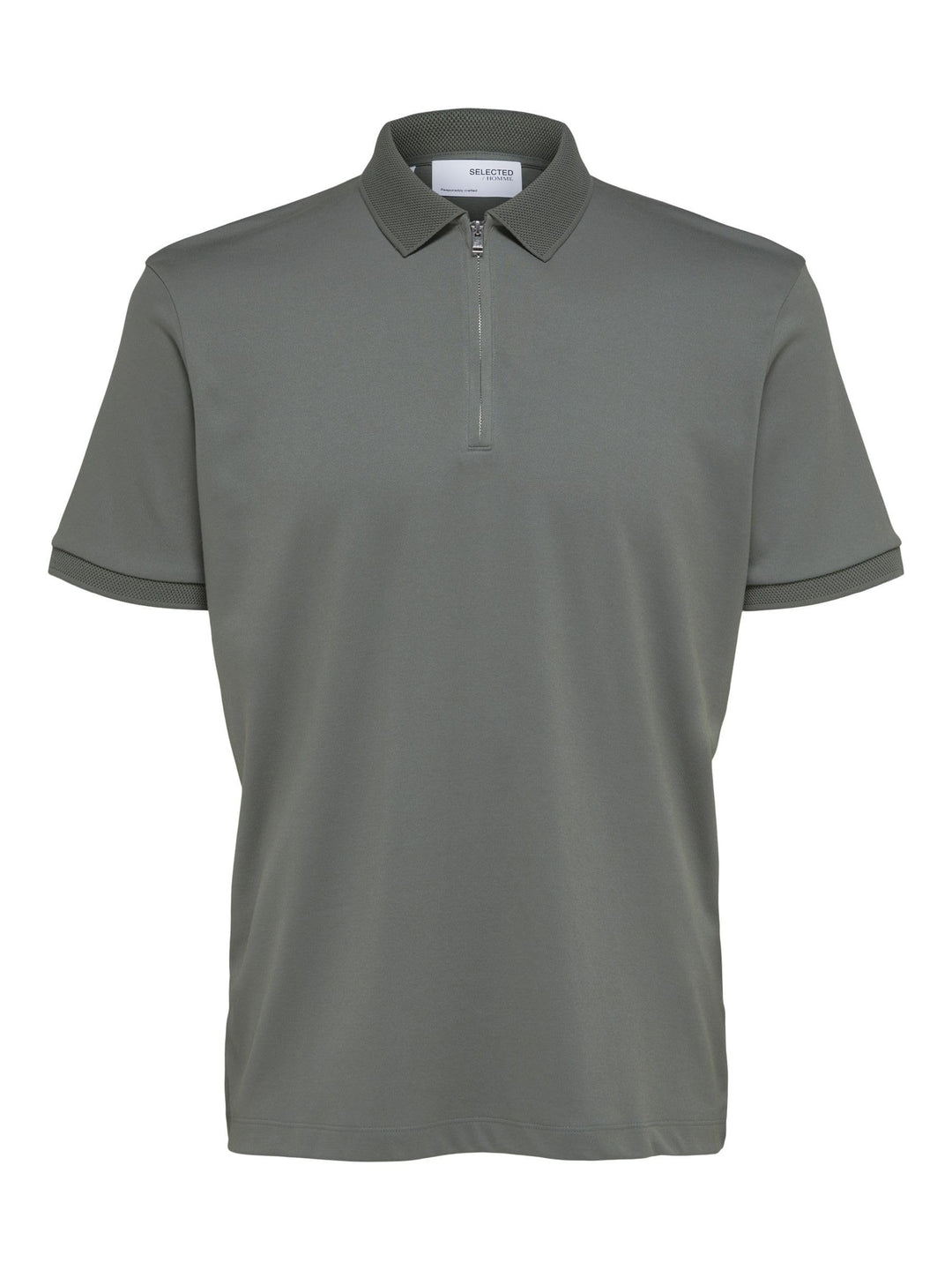 Selected Homme Male Polo Shirt Zipper, Agave Green