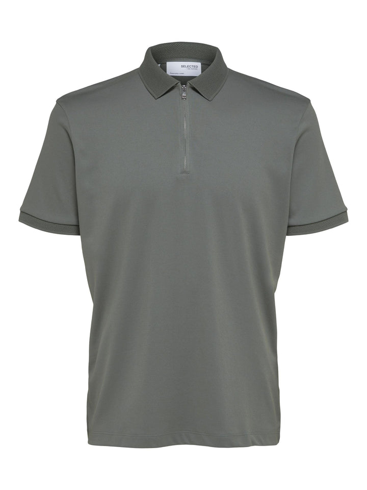 Selected Homme Male Polo Shirt Zipper, Agave Green