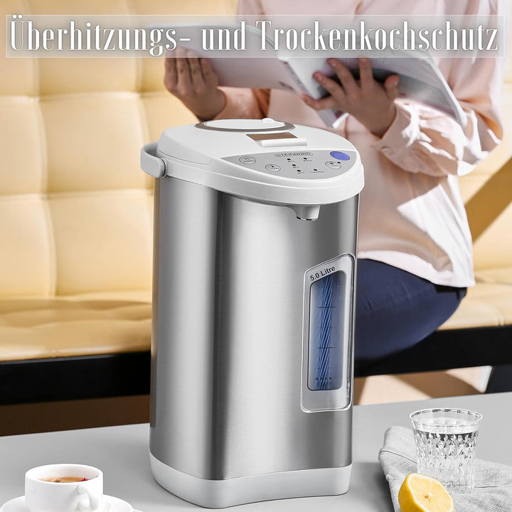 Thermopot 5 Liter | Perfekt für Glühwein geeignet | Edelstahl Heisswasserspender | Glühweinkocher |