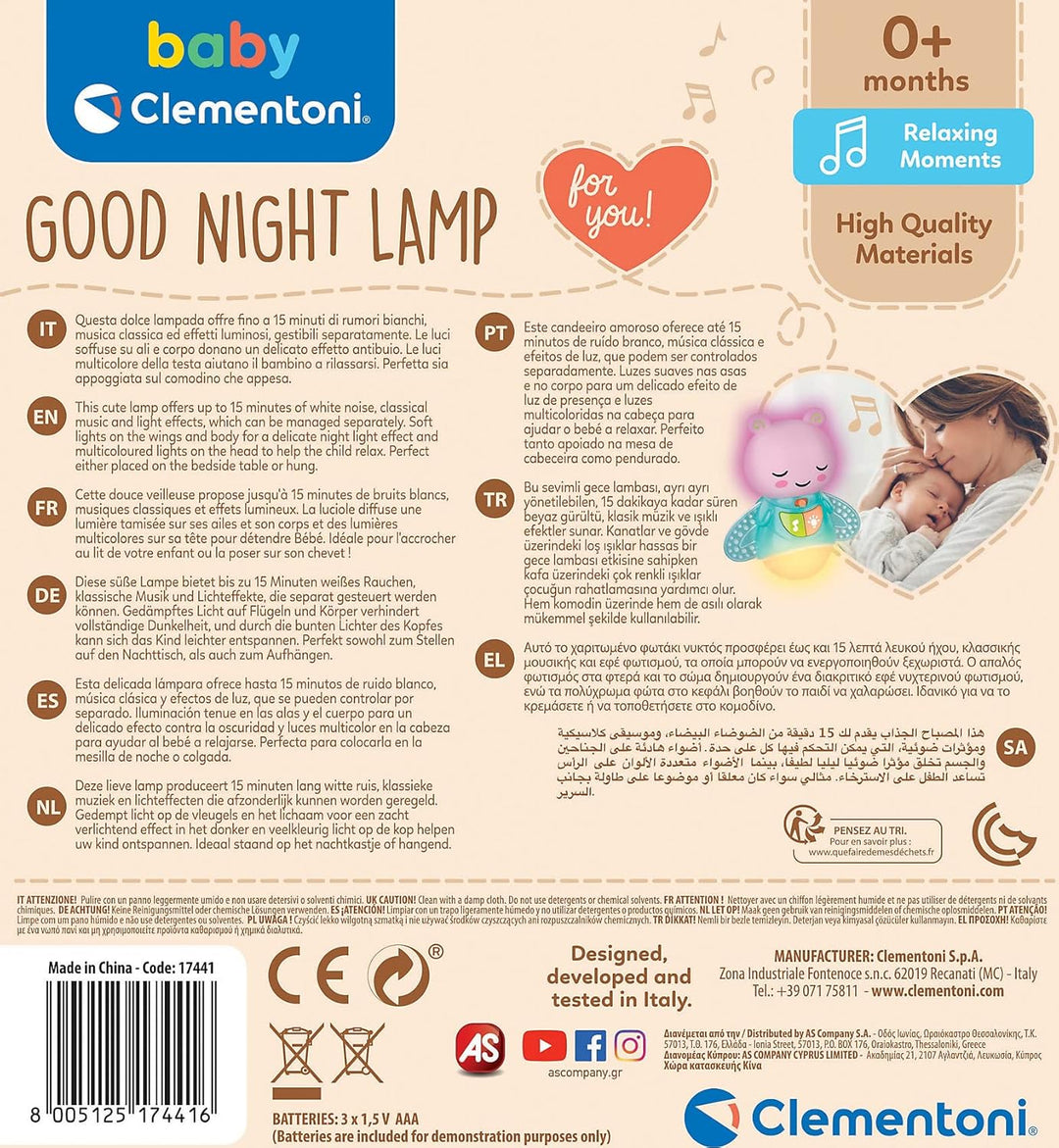 Clementoni 17441 for You Good Night Baby Lampe, Nachtlicht, Projektor, 0 Monate, Mehrfarbig, Nachtli