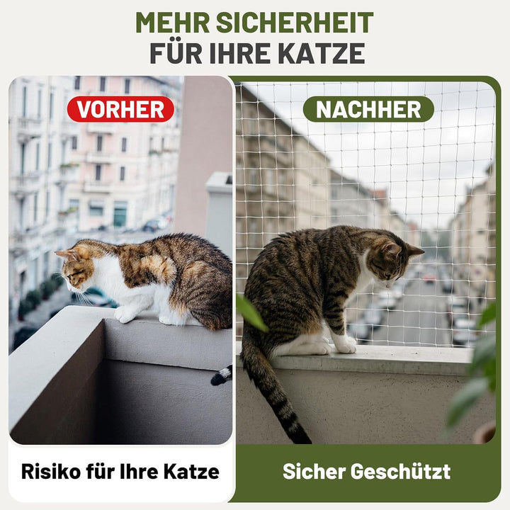 Aystkniet Katzennetz für Balkon Transparent 6 × 3M,Katzenschutznetz für Balkon mit Befestigungsseil