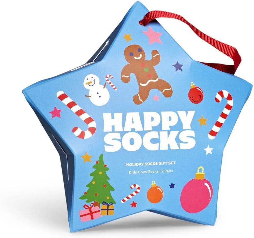 Happy Socks Weihnachtssocken – Feiertags-Baumwollsocken in lustigen Geschenkboxen – Schneemann- und