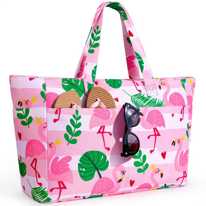 ISEYOU Strandtasche XXL Familie, Gross Strandtasche mit Reissverschluss Wasserdicht Sanddicht, Handt