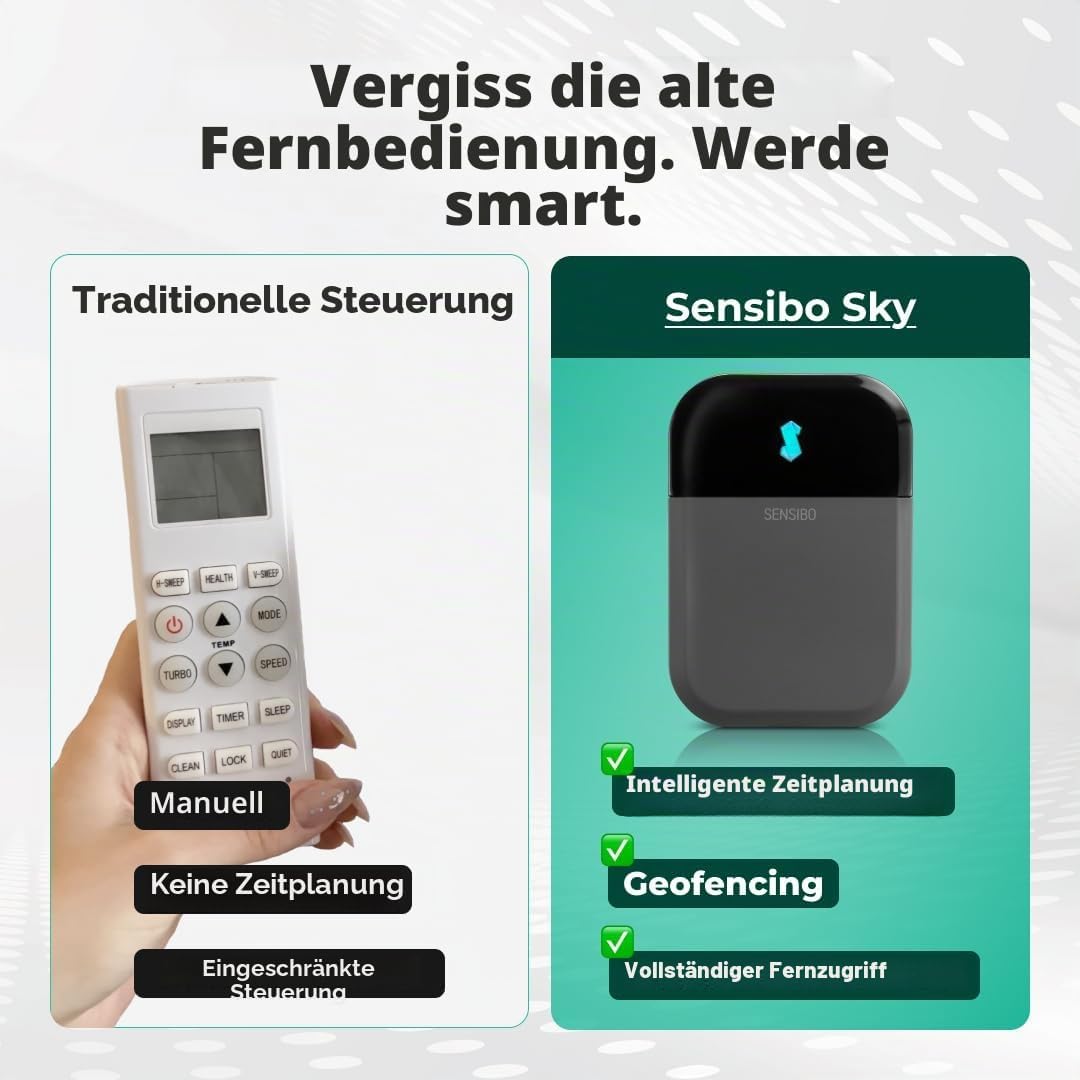 Sensibo Sky, kabellose smarte Steuerung für Klimaanlagen. Schnelle &amp; einfache DIY-Installation. Komf