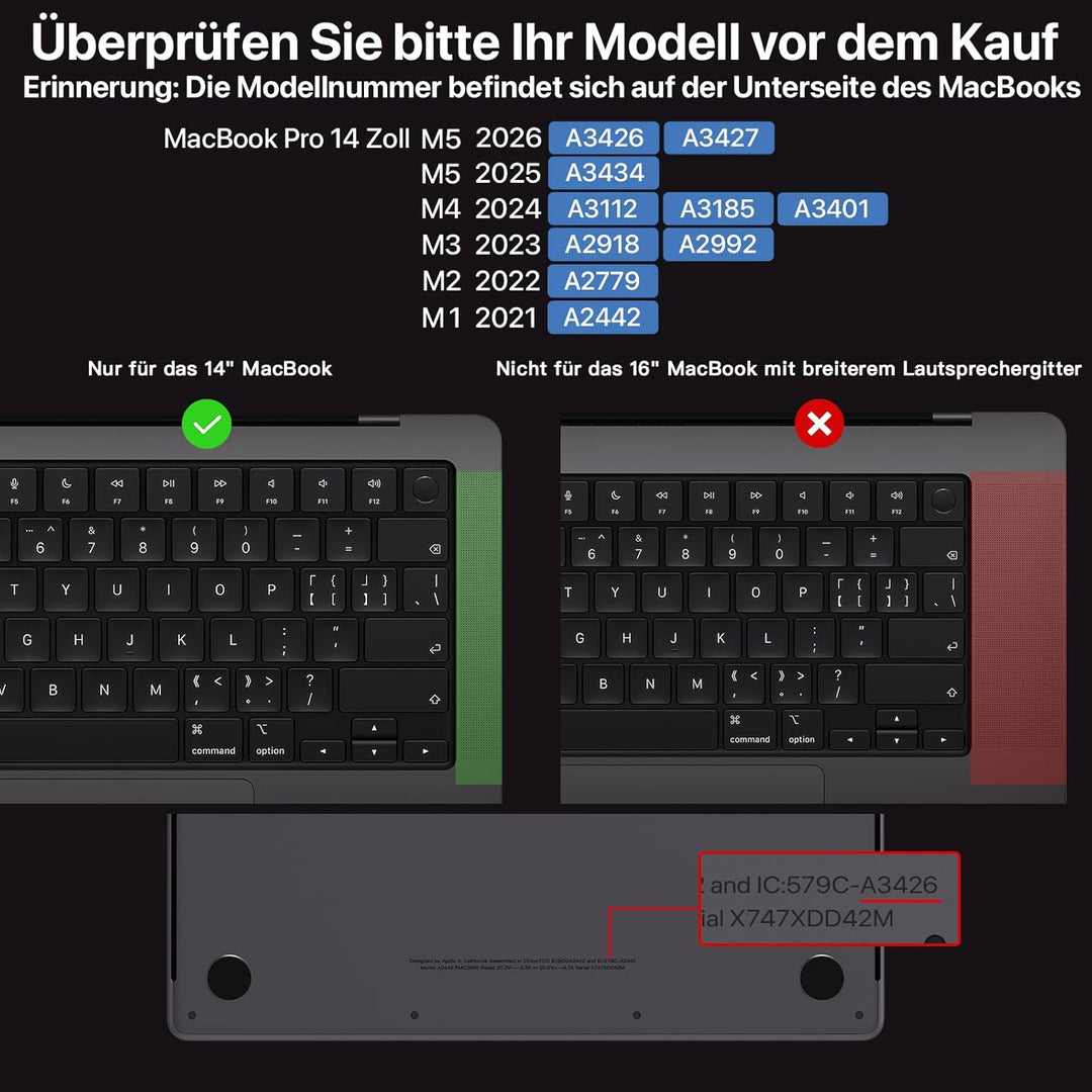 Soonjet für MacBook Pro 14 Hülle (2024-2021) M4-M1 Pro/Max Farbe Passend A3112 A3185 A3401 A2992 A29