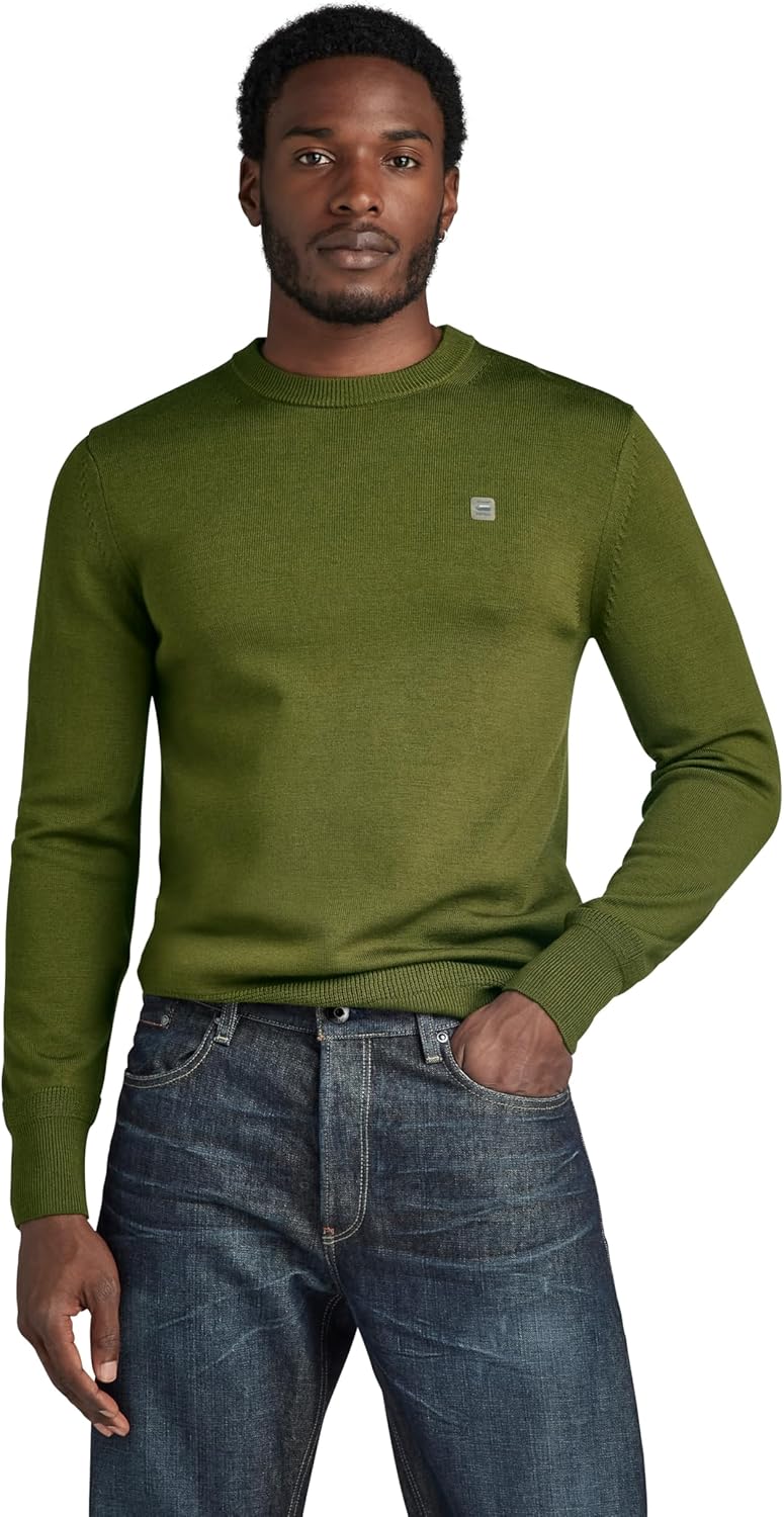 G-STAR Herren Premium Core Knitted Sweater S Grün (Dark Olive D21931-b692-c744), S Gr&#xFC;n (Dark O