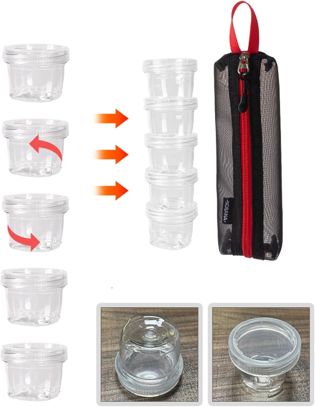 Gewürzgläser Set mit 5 Gewürzgläser, Gewürzdosen für Camping, Tragbare Gewürztasche,Gewürzflaschenha