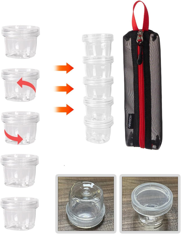 Gewürzgläser Set mit 5 Gewürzgläser, Gewürzdosen für Camping, Tragbare Gewürztasche,Gewürzflaschenha
