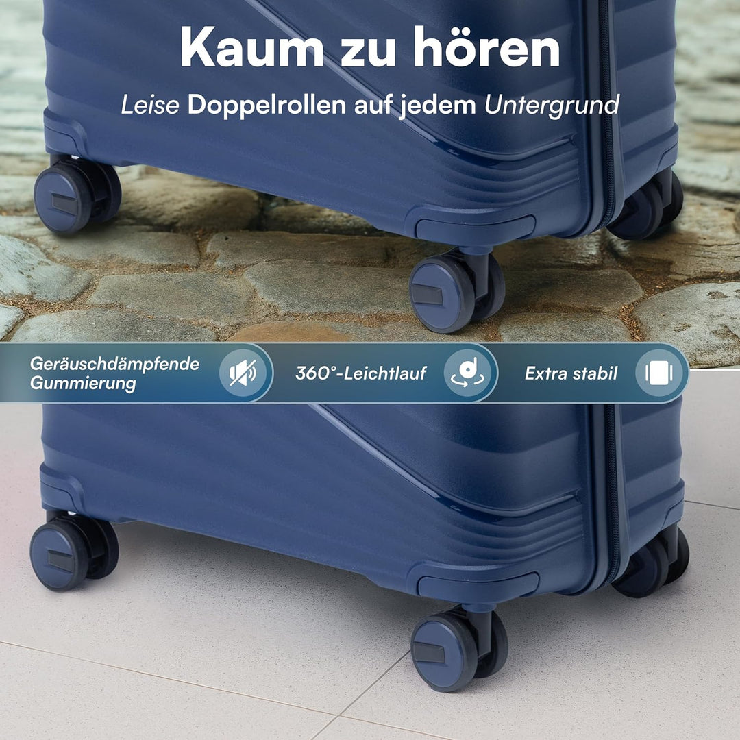 Xonic® Hartschalenkoffer M für 40L - Bruchsicherer Rollkoffer Polypropylen mit 360° Doppelrollen & T
