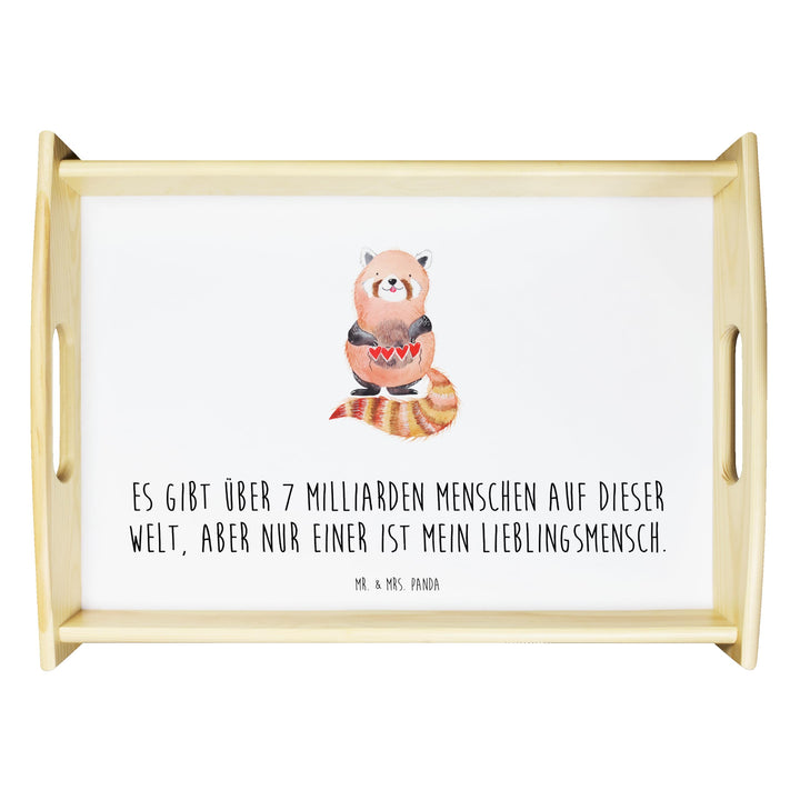 Mr. & Mrs. Panda Serviertablett Roter Panda - Geschenk, Herz, Dekotablett, Liebling, lustige Sprüche