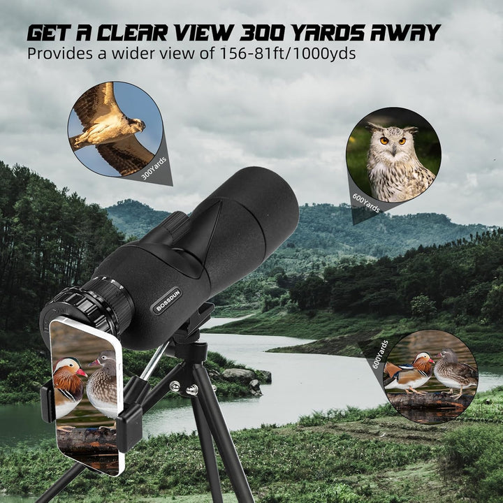 25-75X Spektive mit Stativ, Zoom Wasserdichtes BAK4 Prisma-Monokular-Teleskop für Vogelbeobachtung,