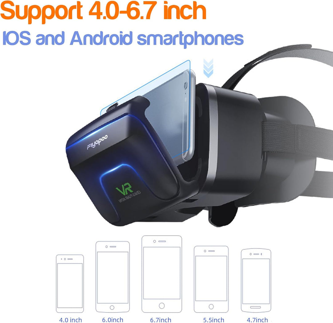 FIYAPOO VR Brille 3D Virtual Reality Brille für realistische Spiele & Filme Leicht und bequem, kompa
