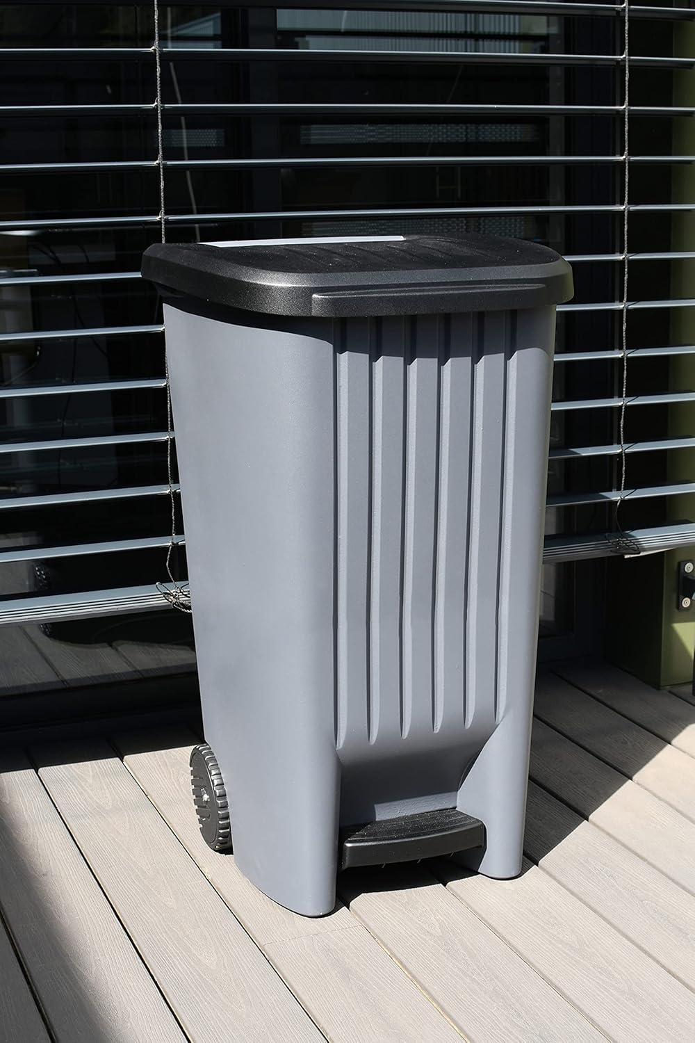 EDA - Mülleimer mit Rollen, 100 l, mit Pedal, für 100-l-Beutel, 50 x 48,6 x 83,5 cm, Anthrazitgrau