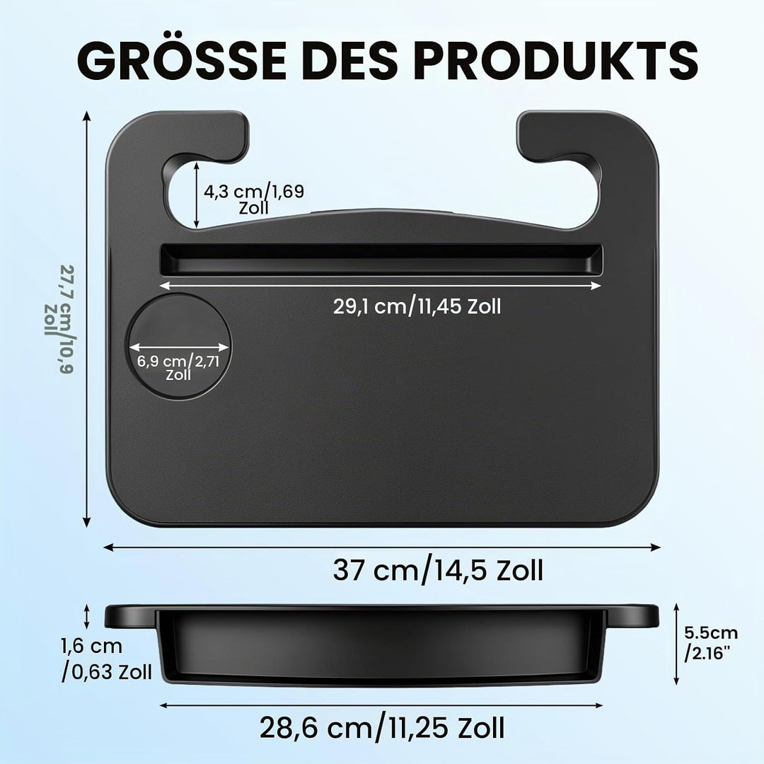 Auto Lenkrad Tisch Multifunktionaler Tragbarer Laptophalter &amp; Esstisch für Auto, 37 x 27.7 cm, Schwa