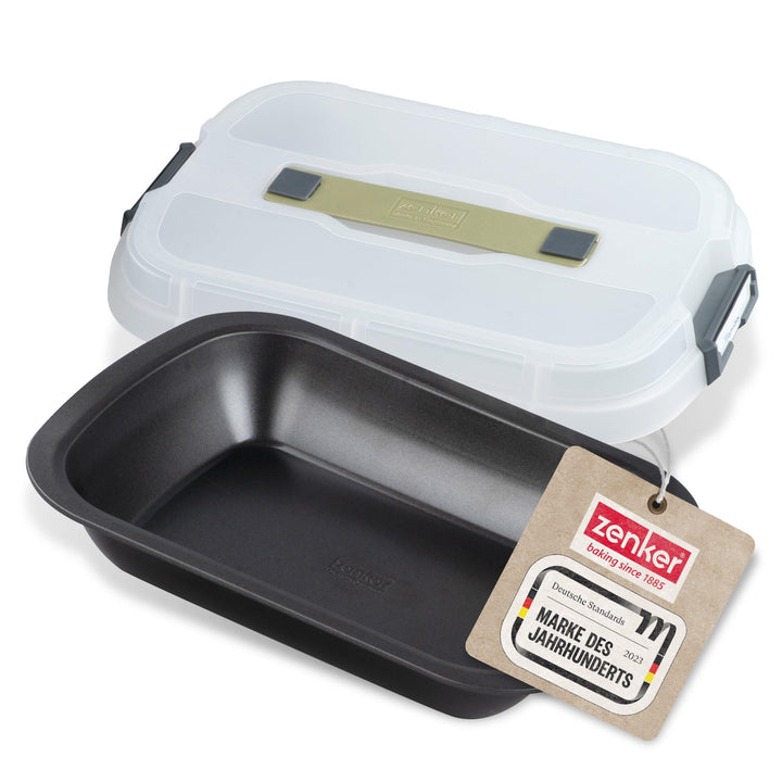 Zenker Bake, Click & Go Dessert- und Auflaufform mit Haube – 34 x 24,5 x 8 cm – Backform mit passend