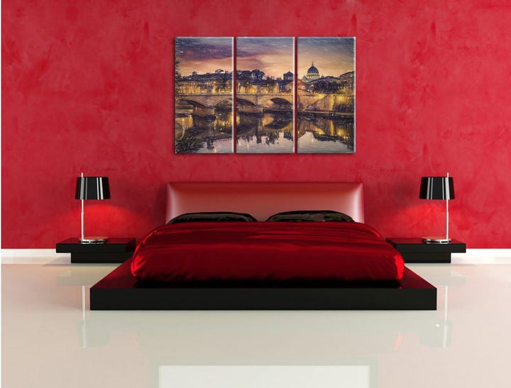 Pixxprint Rom Kathedrale St. Peter als Leinwandbild/Grösse: 3 Teilig (120x80 cm) cm/Wandbild/Kunstdr