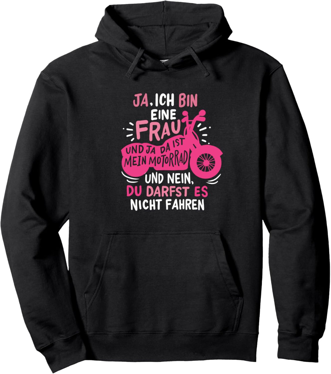 Motorradfahrerin Bikerin Vergiss das Krönchen Pullover Hoodie