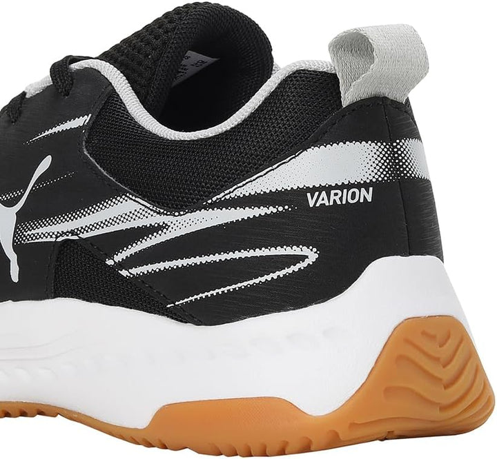 PUMA Unisex Kinder Varion Li Jr Indoor Court Shoe, Black Cool Light Gray Yellow Blaze Gum